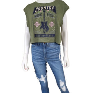 Mighty Fine Sleeveless Cropped Country Music Fest Austin Texas Tee Size XL